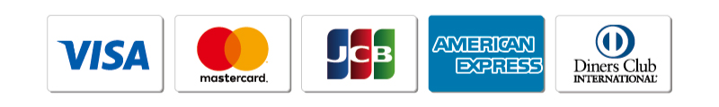 VISA、MasterCard、JCB、DinersClub、AmericanExpress